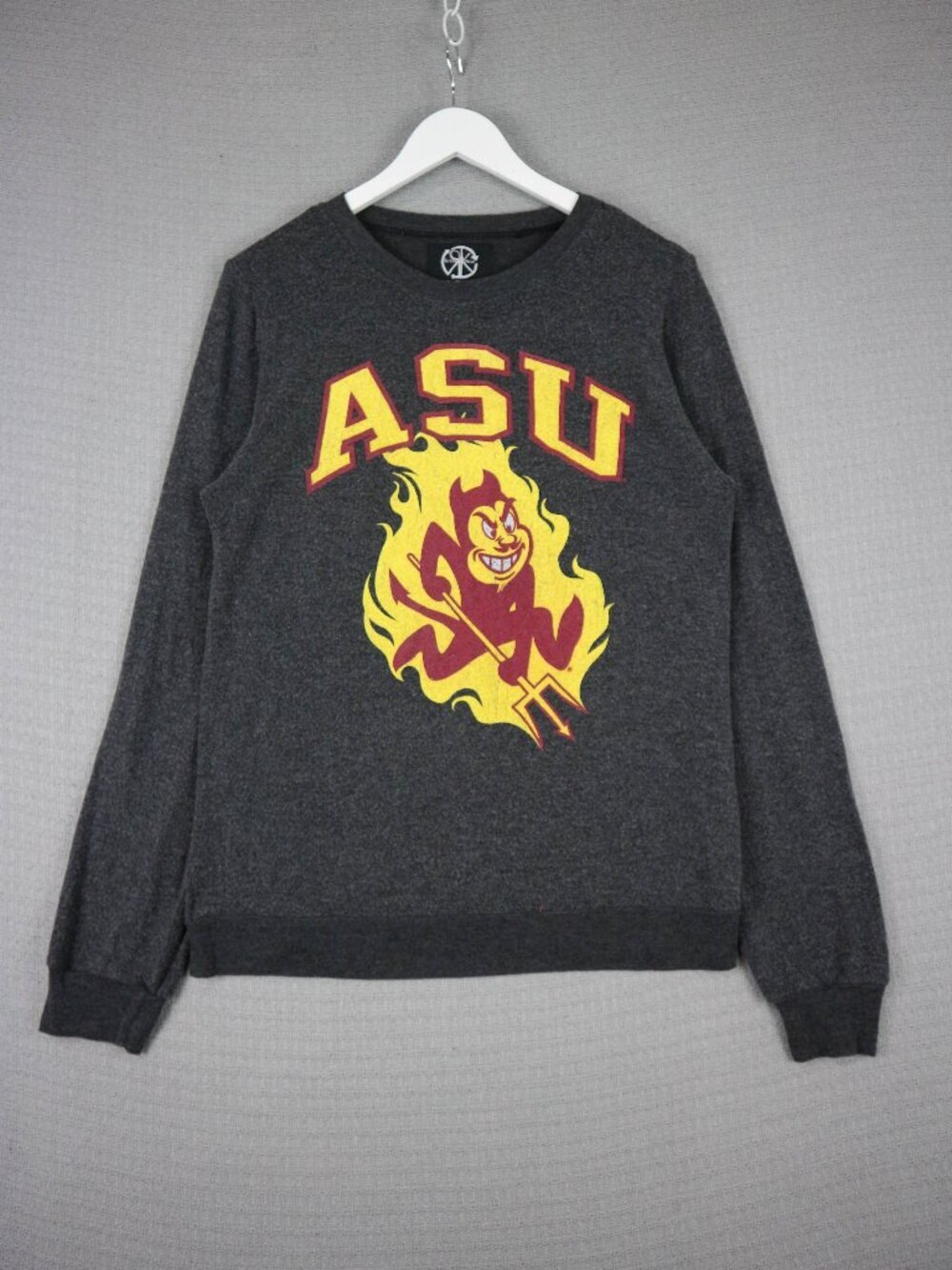 ASU Sun Devils Longsleeve Thin Cotton Mens Grey Collegiate Made in USA